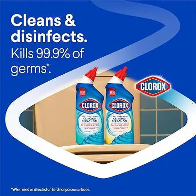 Alt view image 4 of 7 - Clorox Bleach Gel Toilet Bowl Cleaner, Ocean Mist Scent, 24 Fl Oz 2 Pack, 3X Cleaning Disinfecting Stain Remover