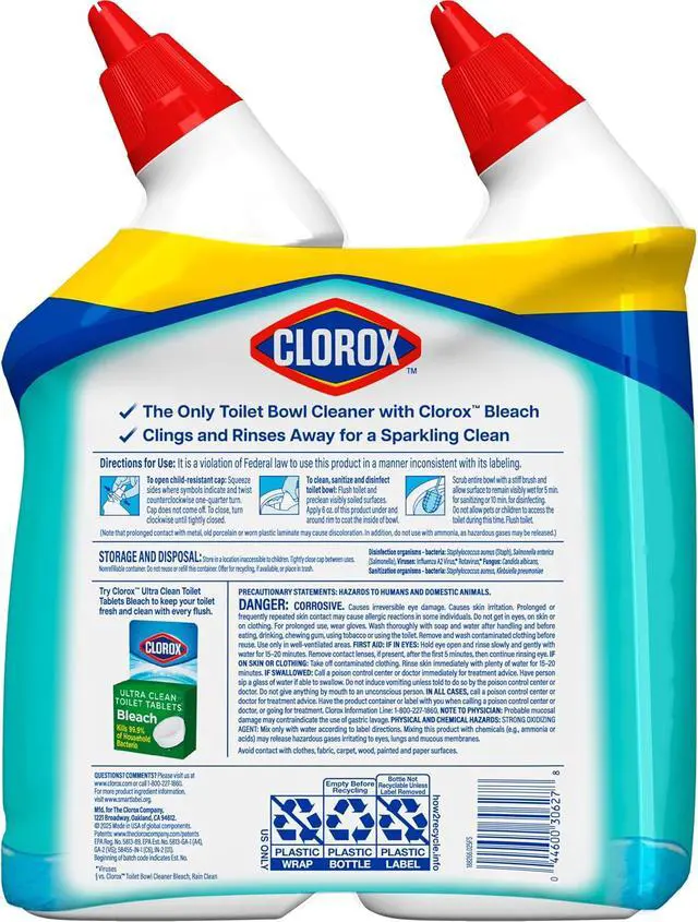 Alt view image 7 of 7 - Clorox Bleach Gel Toilet Bowl Cleaner, Ocean Mist Scent, 24 Fl Oz 2 Pack, 3X Cleaning Disinfecting Stain Remover