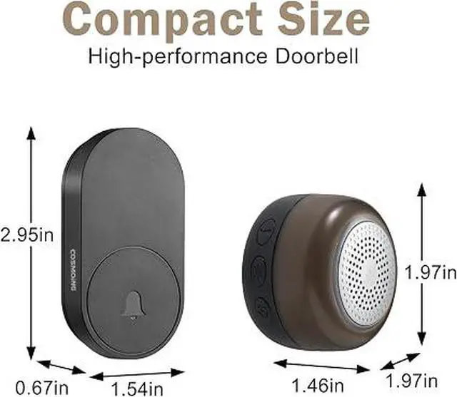 Alt view image 6 of 6 - IP66 Waterproof Wireless Doorbell, 760FT Long Range Door Bell with 59 Chimes LED Flash & Mute Mode