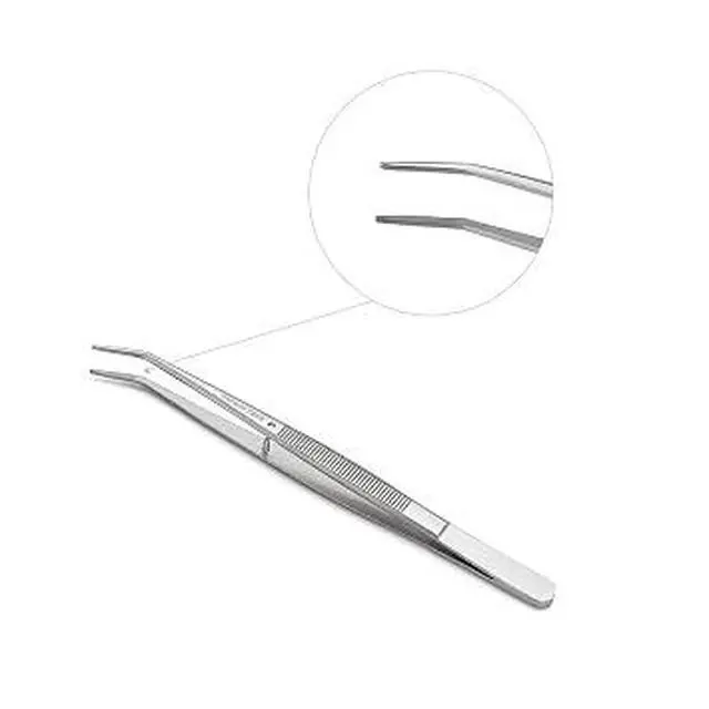 Alt view image 3 of 6 - Curved Serrated Stainless Steel Tweezers 2 Pack, Anti-Slip Precision Multipurpose Forceps for Sewing, Crafting, Repairs, Gardening and Household Use