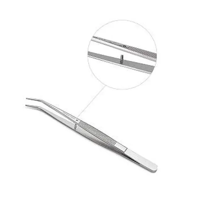 Alt view image 2 of 6 - Curved Serrated Stainless Steel Tweezers 2 Pack, Anti-Slip Precision Multipurpose Forceps for Sewing, Crafting, Repairs, Gardening and Household Use