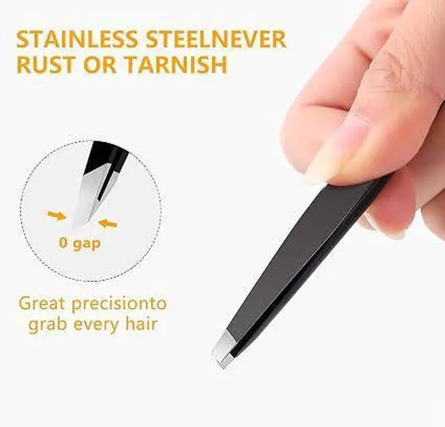 Alt view image 3 of 6 - 4PCS Stainless Steel Precision Tweezers Set, Slanted Tip Eyebrow Tweezers for Hair Removal, Craft and Home Use
