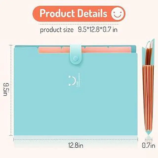 Alt view image 5 of 5 - Forvencer Accordion File Folder, 5-Pocket Waterproof Expanding Document Organizer for A4 & Letter Papers
