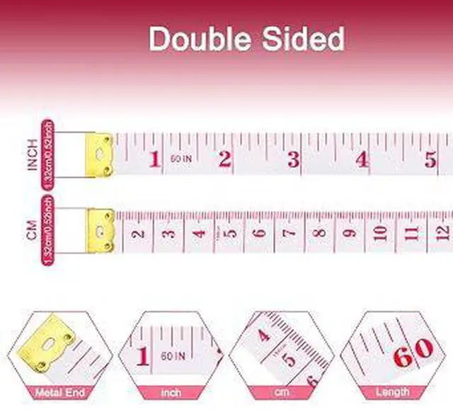 Alt view image 2 of 5 - GDMINLO 3Pack Soft Retractable Tape Measure, 60Inch DoubleScale Ruler for Body Sewing Tailor Craft