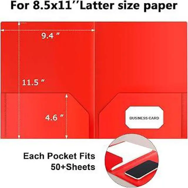 Alt view image 6 of 6 - 6 Pack Assorted Color Plastic Pocket Folders, Heavy Duty Letter Size File Organizer Folders