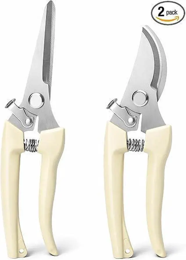 Main image of 2 Pack Straight & Curved Pruning Shears, Ultra Sharp Stainless Steel Garden Shears for Gardening Trimming