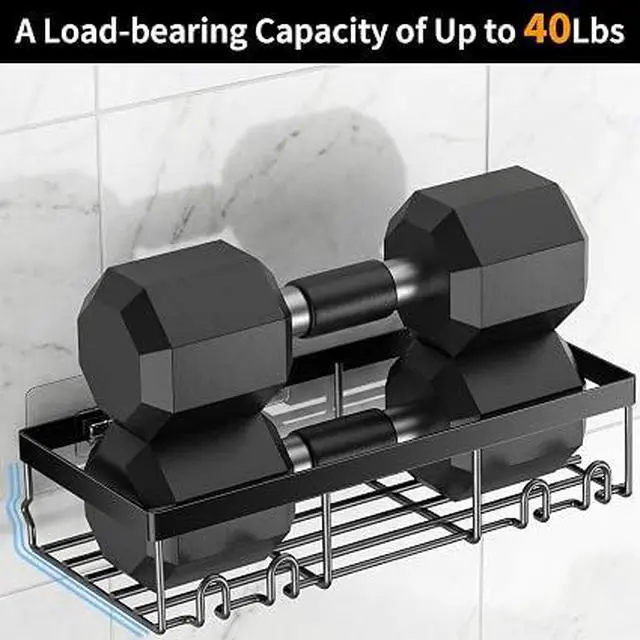 Alt view image 4 of 5 - Moforoco 2-Pack Shower Caddy, Self-Adhesive Rustproof Bathroom Shelf Wall Mount Storage Organizer