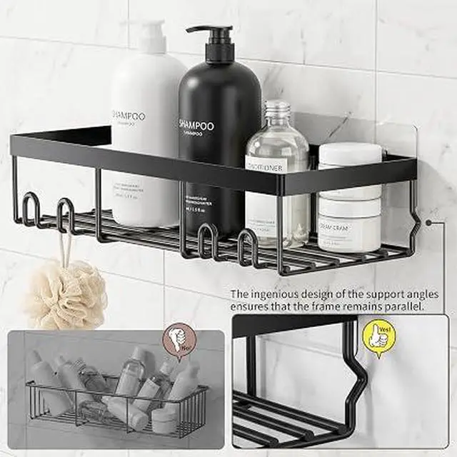 Alt view image 3 of 5 - Moforoco 2-Pack Shower Caddy, Self-Adhesive Rustproof Bathroom Shelf Wall Mount Storage Organizer