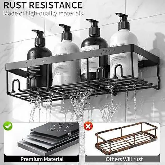 Alt view image 2 of 5 - Moforoco 2-Pack Shower Caddy, Self-Adhesive Rustproof Bathroom Shelf Wall Mount Storage Organizer
