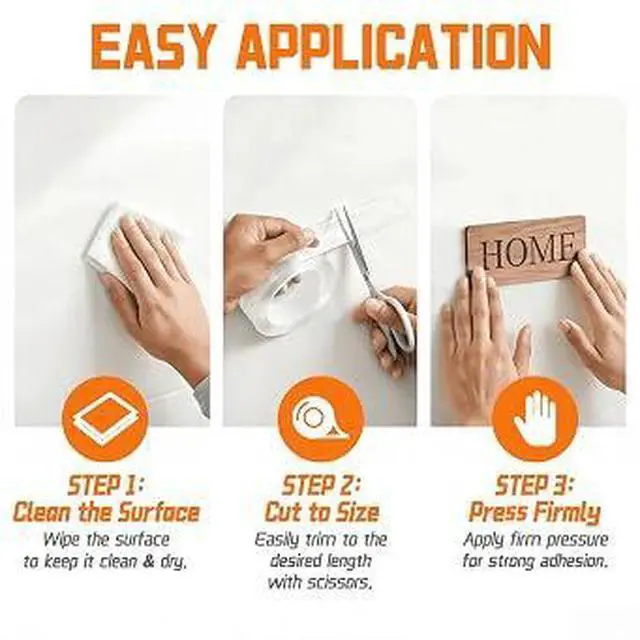Alt view image 4 of 5 - Heavy Duty Removable Double Sided Tape, Washable Reusable No Residue Mounting Tape for Home Decor