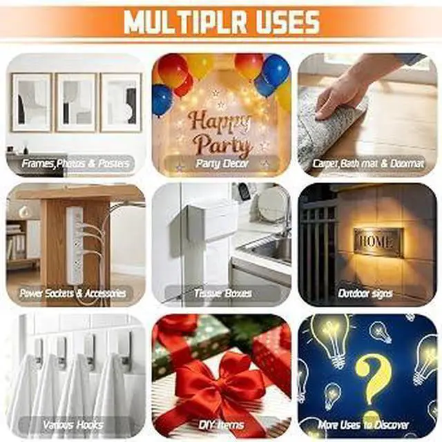 Alt view image 2 of 5 - Heavy Duty Removable Double Sided Tape, Washable Reusable No Residue Mounting Tape for Home Decor