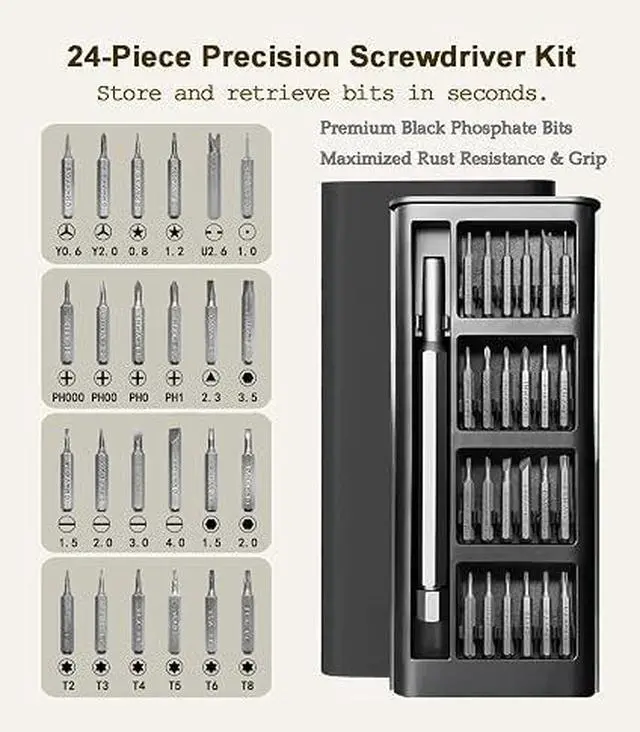 Alt view image 2 of 4 - 1. 24in1 Precision Magnetic Screwdriver Set, Professional Mini Electronics Repair Tool Kit