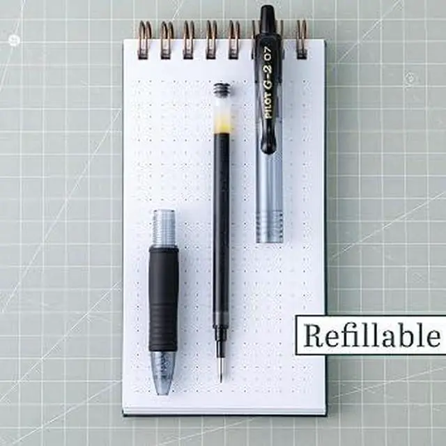 Alt view image 2 of 5 - PILOT G2 0.7mm Fine Point Gel Pens, 5 Pack Black Smooth Refillable Writing Pens