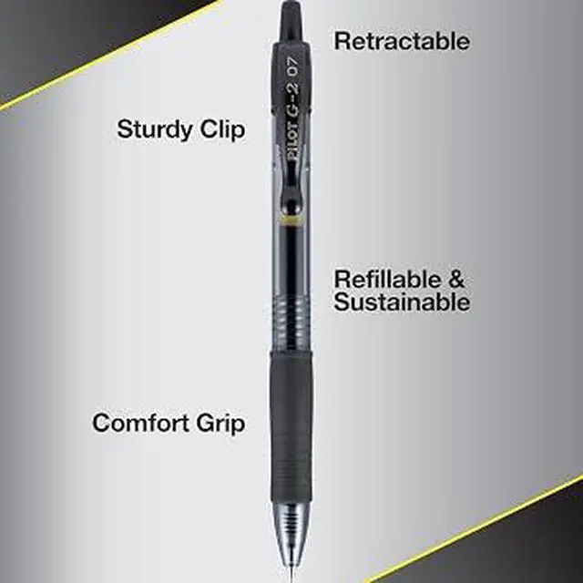 Alt view image 5 of 5 - PILOT G2 0.7mm Fine Point Gel Pens, 5 Pack Black Smooth Refillable Writing Pens