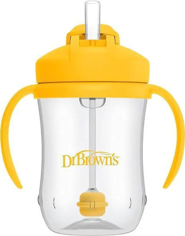 Main image of Dr. Brown's Milestones Weighted Straw Cup, 6M+ Spill-Proof Baby Transition Sippy Cup, Yellow