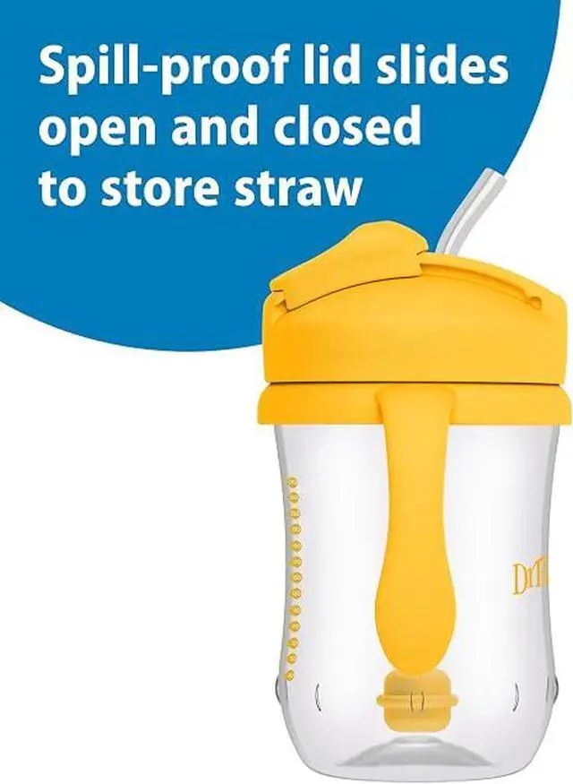 Alt view image 4 of 5 - Dr. Brown's Milestones Weighted Straw Cup, 6M+ Spill-Proof Baby Transition Sippy Cup, Yellow