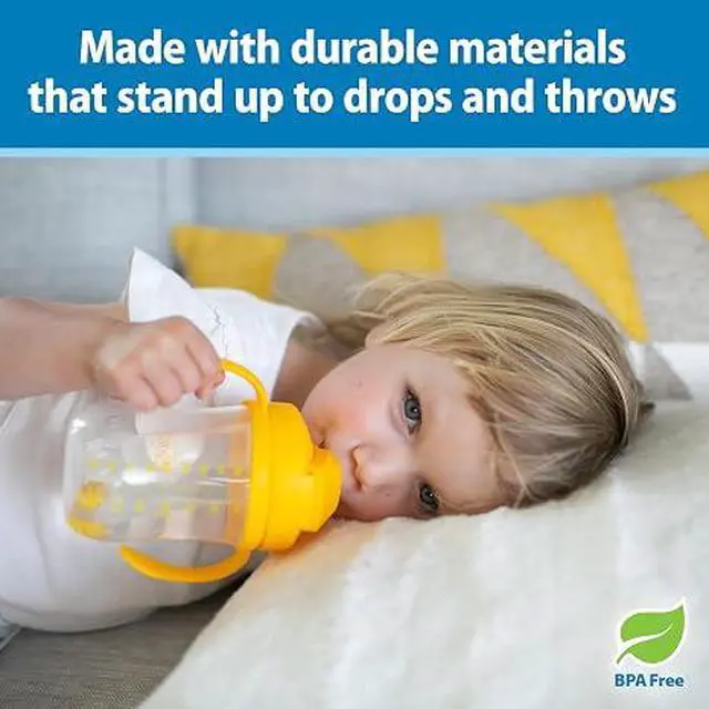 Alt view image 3 of 5 - Dr. Brown's Milestones Weighted Straw Cup, 6M+ Spill-Proof Baby Transition Sippy Cup, Yellow