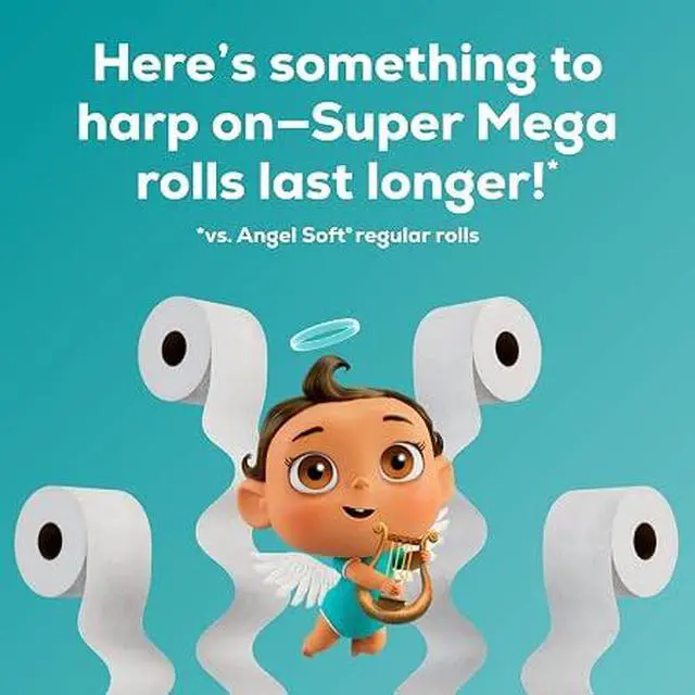 Alt view image 3 of 5 - Angel Soft Super Mega Toilet Paper, 6 Rolls = 36 Regular Rolls, 2-Ply Soft Strong Bathroom Tissue