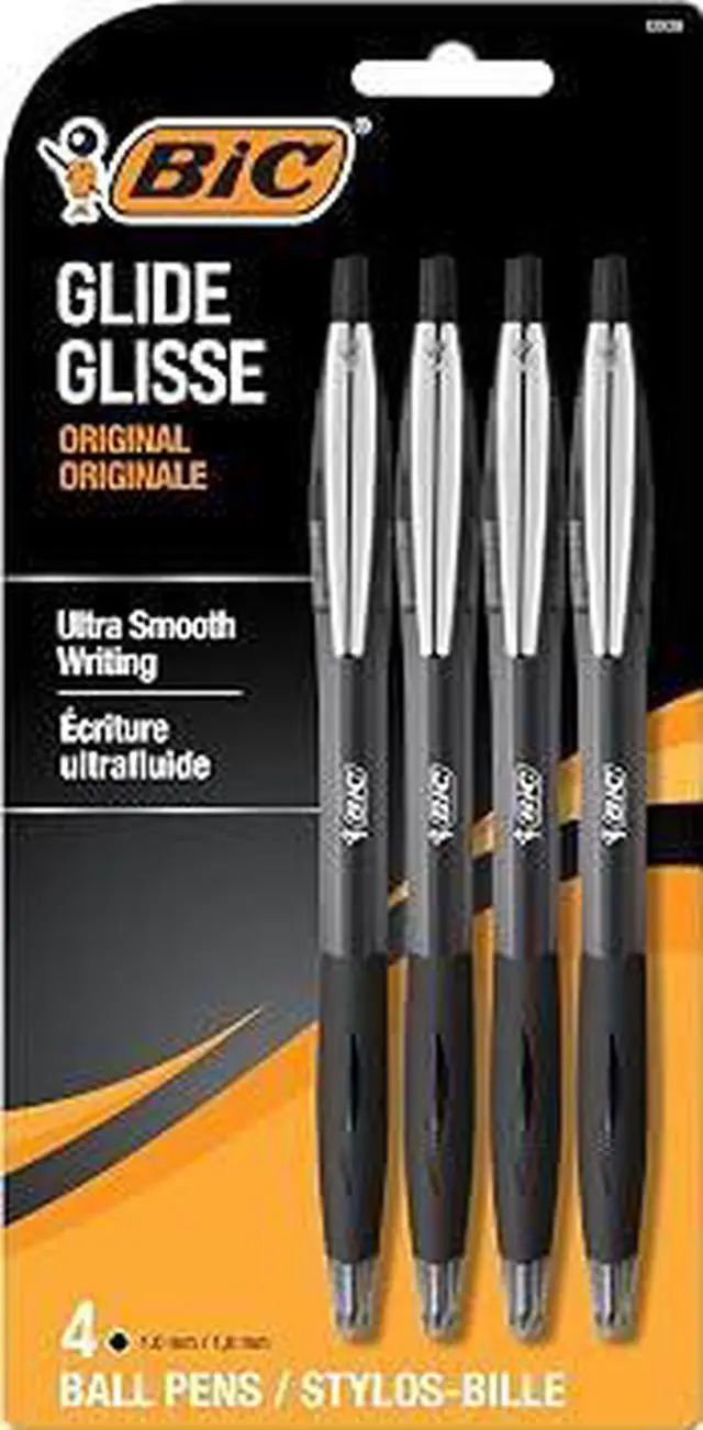 Main image of BIC Glide 1.0mm Medium Point Retractable Pens, 4 Pack Ultra Smooth Black Ink Ballpoint Pens