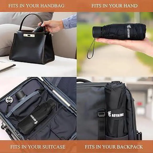 Alt view image 6 of 6 - 1. GAOYAING Mini Pocket Travel Umbrella, UPF 50+ Waterproof Lightweight Sun Rain Umbrella