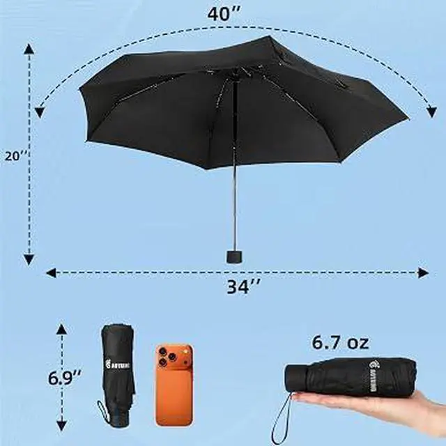 Alt view image 3 of 6 - 1. GAOYAING Mini Pocket Travel Umbrella, UPF 50+ Waterproof Lightweight Sun Rain Umbrella