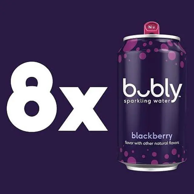 Alt view image 3 of 6 - bubly Blackberry Sparkling Water, 12 fl oz, 8Pack Zero Sugar Seltzer