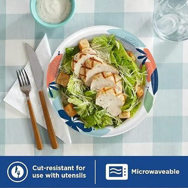 Alt view image 3 of 5 - 1. Dixie 8.5 Inch Disposable Paper Plates, 90 Count 2X Stronger Microwave Safe Plates