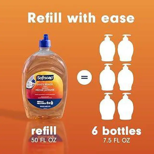 Alt view image 5 of 6 - Softsoap Juicy Peach Hand Soap Refill, 50 fl oz Gentle Daily Hand Wash