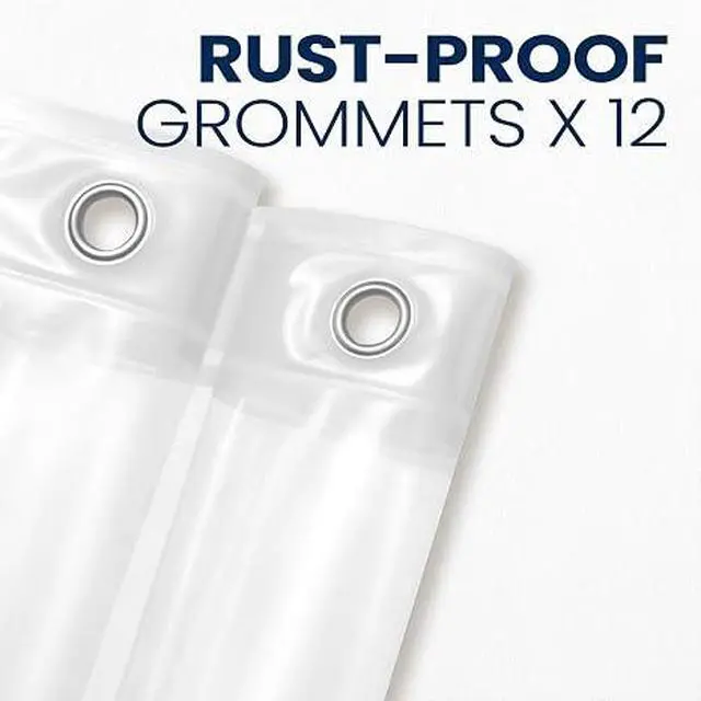 Alt view image 5 of 5 - 1. Downluxe Clear PEVA Shower Curtain Liner, 72x72 Waterproof Magnetic Bathroom Liner
