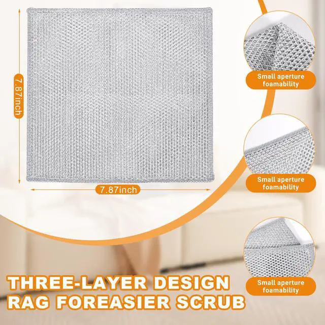 Alt view image 3 of 6 - 12 Pcs 3-Layer Metal Dish Cloth, 7.87" x 7.87"