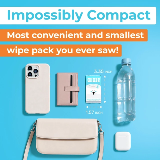 Alt view image 2 of 7 - Impossibly Compact Travel Flushable Wipes, 99.5% Water & Aloe, Unscented Hypoallergenic Wet Wipes for Sensitive Skin, Travel Essentials for Adults and Kids, 8Pack, 48 Total Wipes