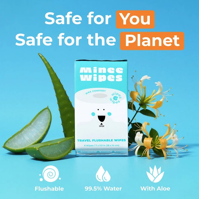 Alt view image 7 of 7 - Impossibly Compact Travel Flushable Wipes, 99.5% Water & Aloe, Unscented Hypoallergenic Wet Wipes for Sensitive Skin, Travel Essentials for Adults and Kids, 8Pack, 48 Total Wipes