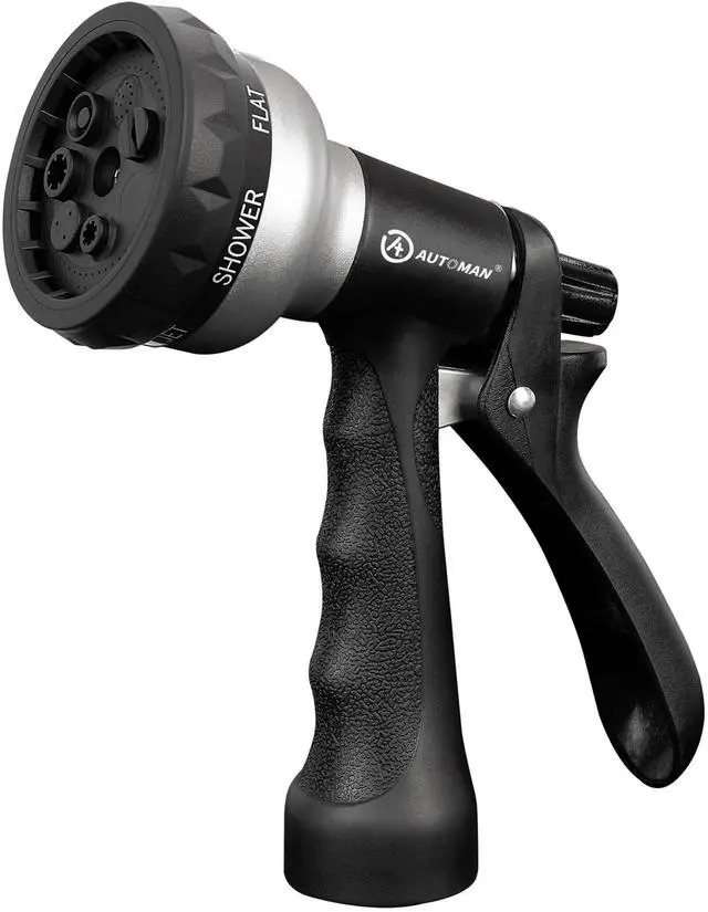 Main image of AUTOMAN Garden Hose Nozzle, ABS Water Spray Nozzle, 7 Adjustable Watering Patterns, Slip-Resistant for Watering Plants, Lawn & Garden, Washing Cars, Cleaning, Showering P