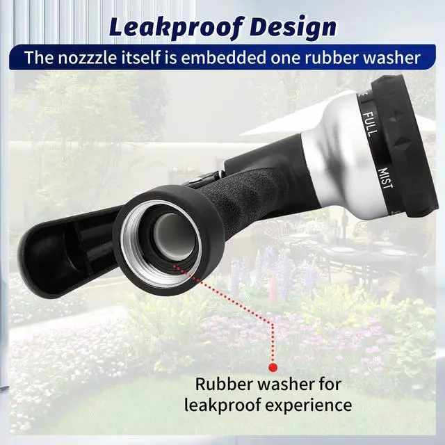 Alt view image 4 of 6 - AUTOMAN Garden Hose Nozzle, ABS Water Spray Nozzle, 7 Adjustable Watering Patterns, Slip-Resistant for Watering Plants, Lawn & Garden, Washing Cars, Cleaning, Showering P