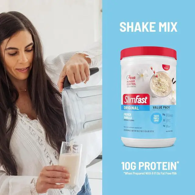 Alt view image 6 of 7 - SlimFast Meal Replacement Powder, Original French Vanilla, 10g Protein, 22 Servings