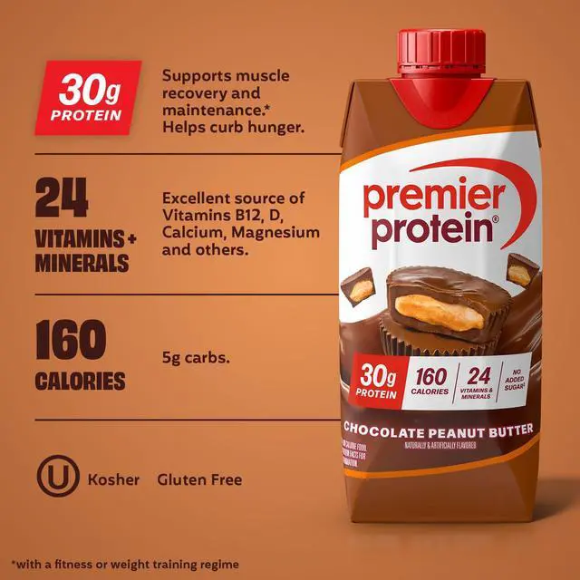 Alt view image 5 of 6 - Premier Protein Chocolate Peanut Butter 30g High Protein Shake, 4 Pack