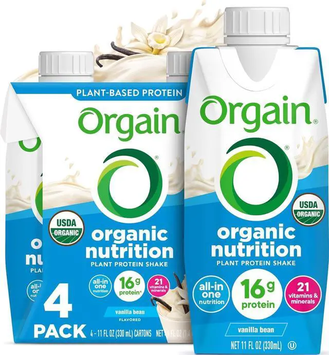 Main image of Orgain Organic Nutritional Vegan Protein Shake, Vanilla, 16g Protein, 11oz, 4pk