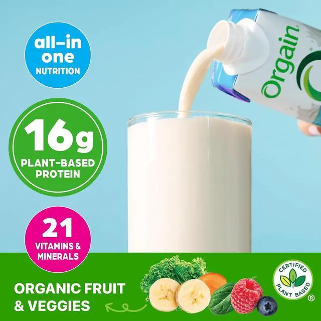 Alt view image 2 of 7 - Orgain Organic Nutritional Vegan Protein Shake, Vanilla, 16g Protein, 11oz, 4pk