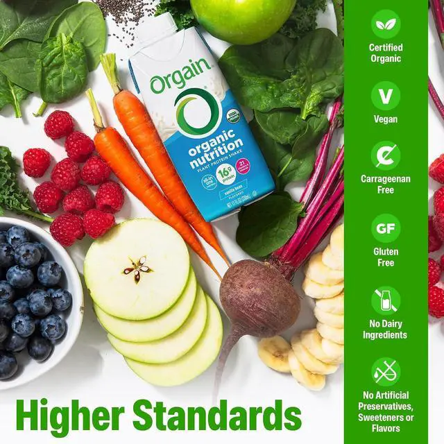 Alt view image 6 of 7 - Orgain Organic Nutritional Vegan Protein Shake, Vanilla, 16g Protein, 11oz, 4pk
