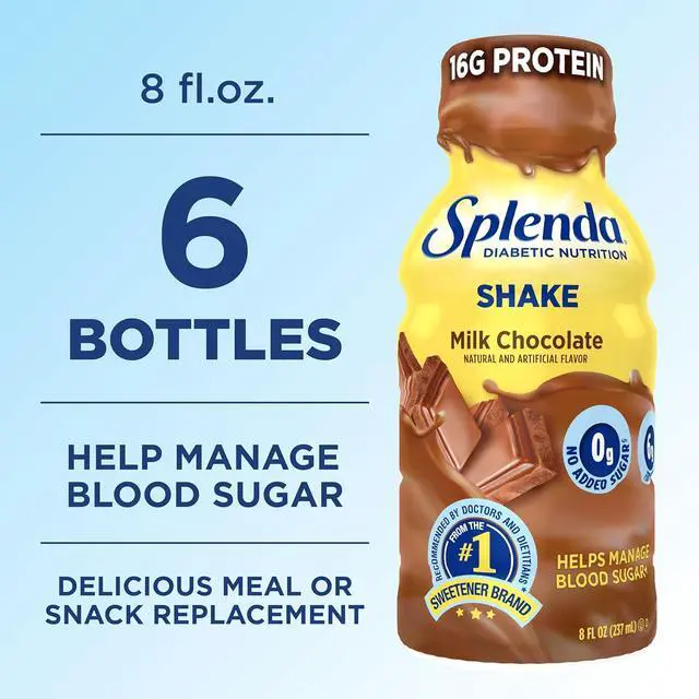 Alt view image 6 of 6 - SPLENDA Diabetes Care Shakes Meal Replacement Shake, Milk Chocolate, 8fl oz, 6 Pack