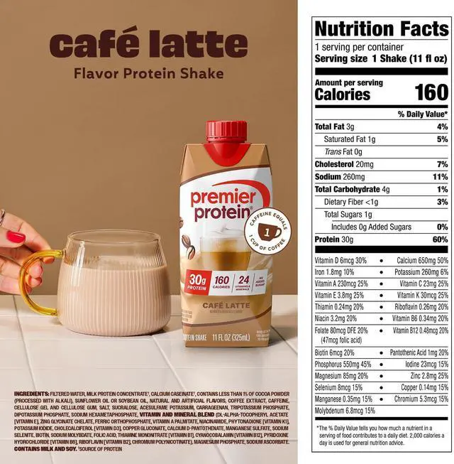 Alt view image 2 of 5 - Premier Protein +Energy 30g High Protein Shake, Caf Latte, 4 Pack