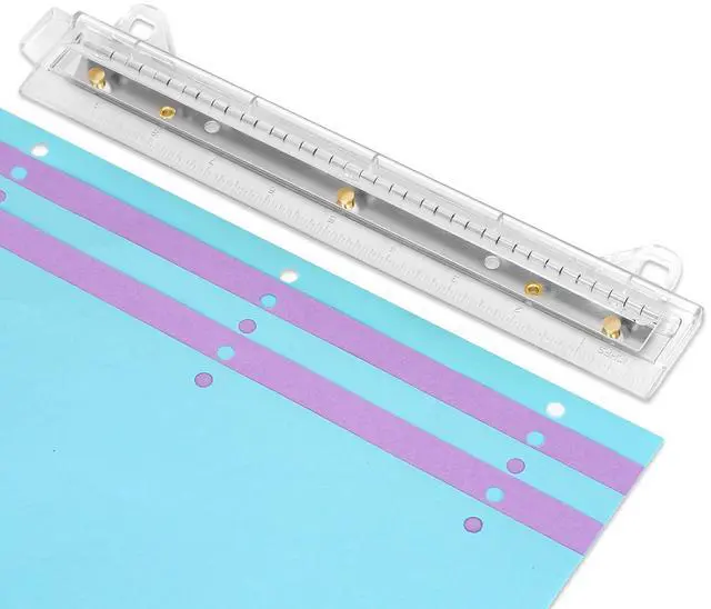 Main image of AEFFNOC 3 Hole Punch, Portable, 10-Inch Ruler, 5-Sheet Capacity, for Binder, White