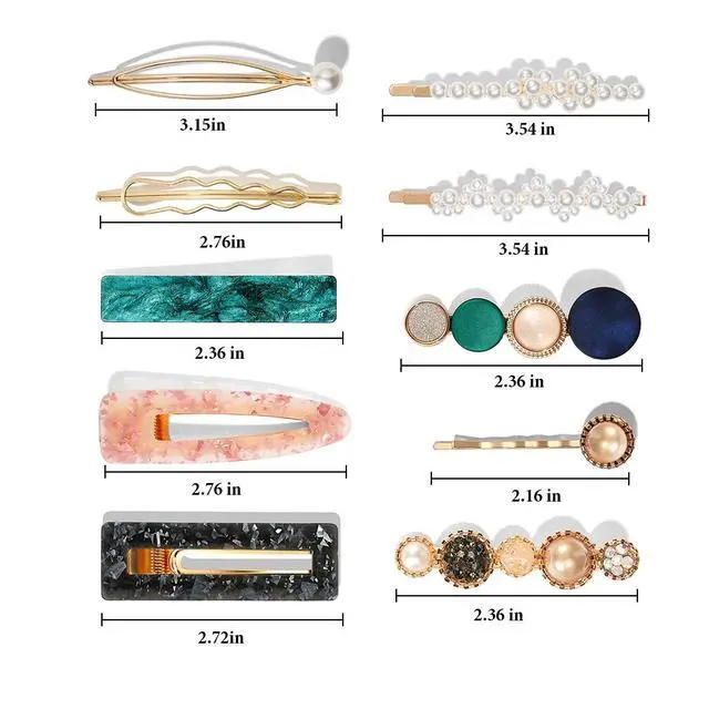 Alt view image 4 of 5 - Mehayi 20PCS Macaron Pearl Acrylic Resin Hair Clips Set, Bobby Pins, Hair Barrettes, Boho Fancy Hair Accessories for Women Girls Wedding Decorative