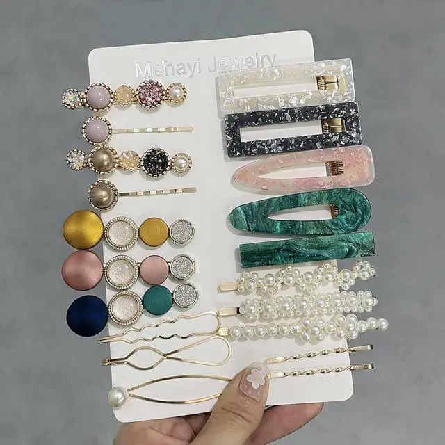 Alt view image 3 of 5 - Mehayi 20PCS Macaron Pearl Acrylic Resin Hair Clips Set, Bobby Pins, Hair Barrettes, Boho Fancy Hair Accessories for Women Girls Wedding Decorative