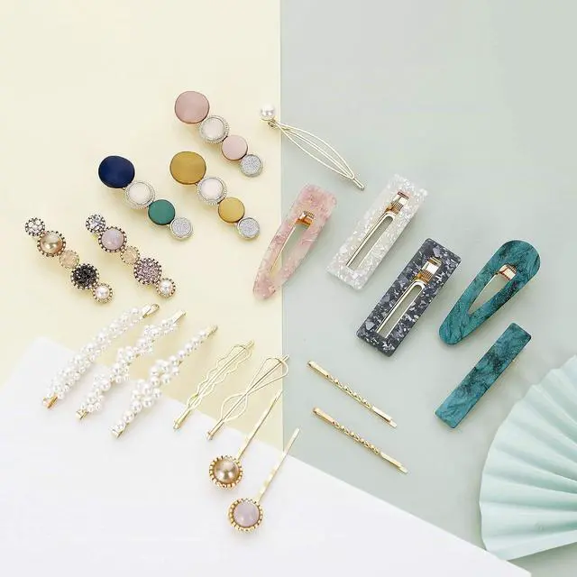 Alt view image 5 of 5 - Mehayi 20PCS Macaron Pearl Acrylic Resin Hair Clips Set, Bobby Pins, Hair Barrettes, Boho Fancy Hair Accessories for Women Girls Wedding Decorative