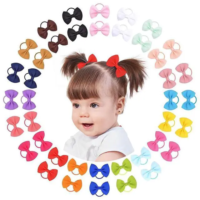 Main image of Choicbaby 40PCS 2" Tiny Elastic Ponytail Rubber Hair Ties for Baby Girls, Toddlers, Newborns, Infants - Boutique Hair Bands