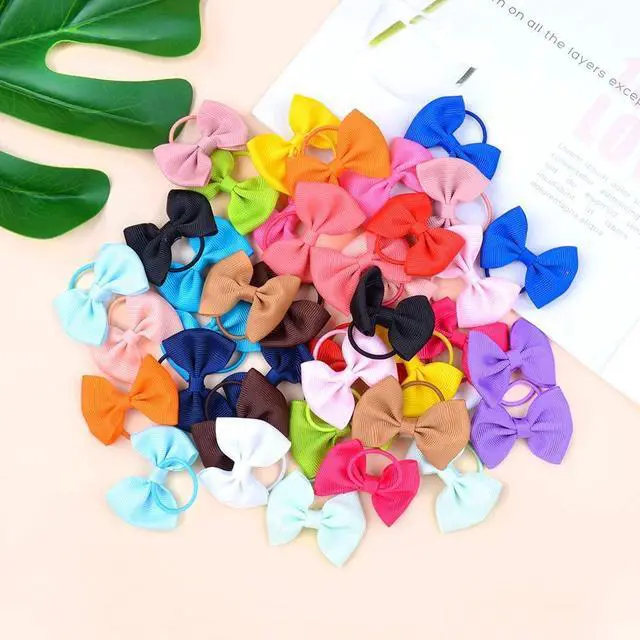 Alt view image 3 of 6 - Choicbaby 40PCS 2" Tiny Elastic Ponytail Rubber Hair Ties for Baby Girls, Toddlers, Newborns, Infants - Boutique Hair Bands