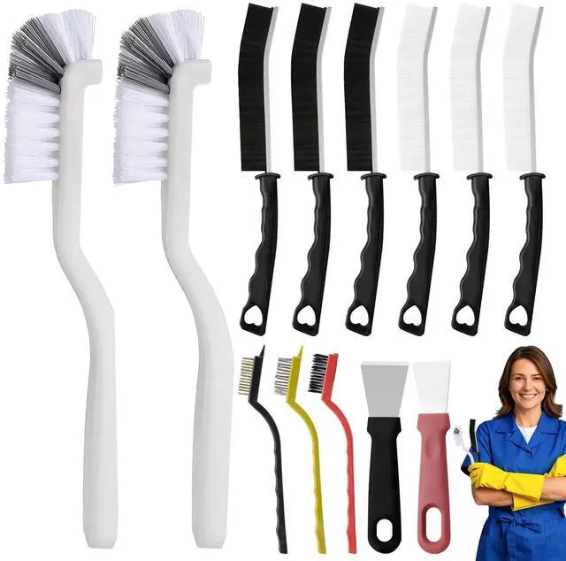 Main image of 13 Pcs Hard Bristle Crevice Cleaning Brushes for Kitchen, Bathroom, Corner, Sink, Cup, Bottle, Household Use
