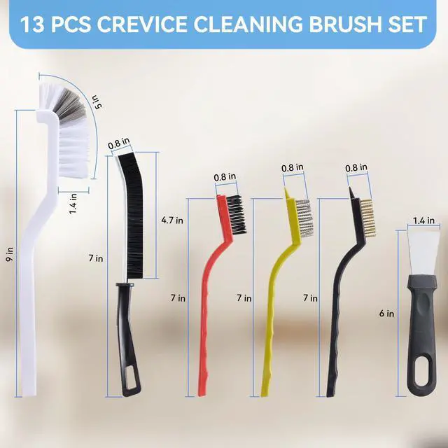 Alt view image 3 of 6 - 13 Pcs Hard Bristle Crevice Cleaning Brushes for Kitchen, Bathroom, Corner, Sink, Cup, Bottle, Household Use
