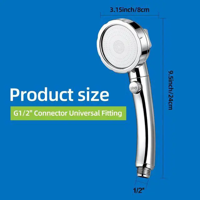 Alt view image 5 of 6 - High Pressure Handheld Shower Head with ON/OFF Pause Switch, 3 Spray Modes, Water Saving, Detachable